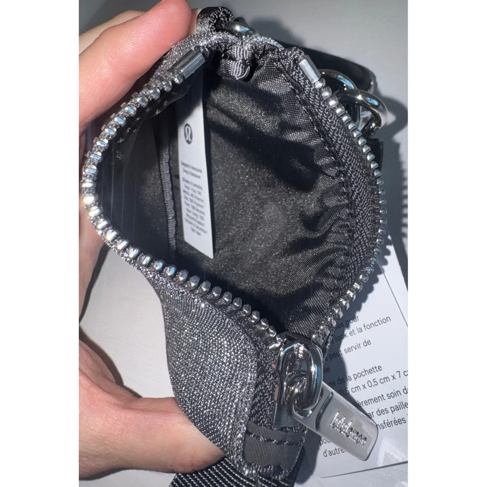 Lululemon Dual Pouch Wristlet Glitter Dark Silver Graphite Grey NEW